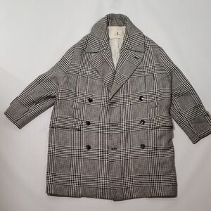 Barena Black and White Checkered Pea Coat